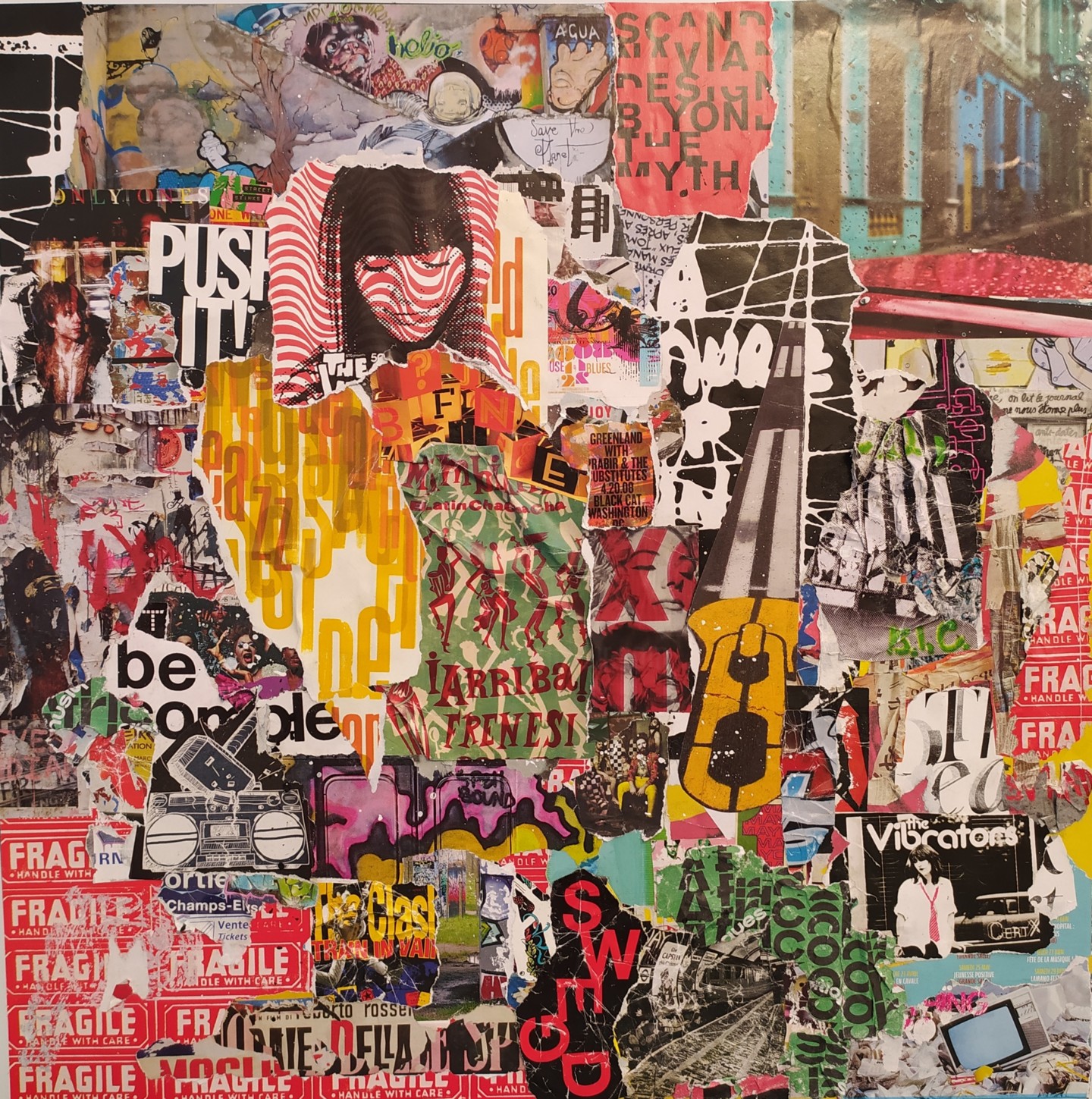 F8 冬景色 コラージュ アート作品 布の絵