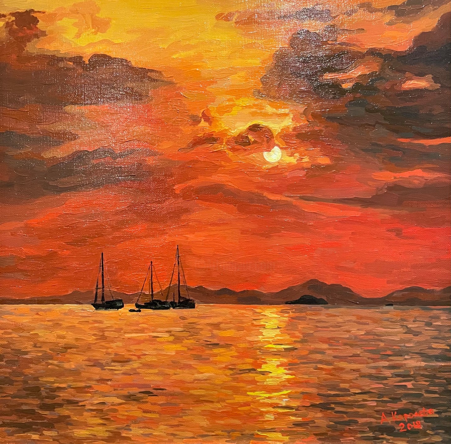 Sunset In Sardinia, Painting by Alena Shaburdina | ArtMajeur