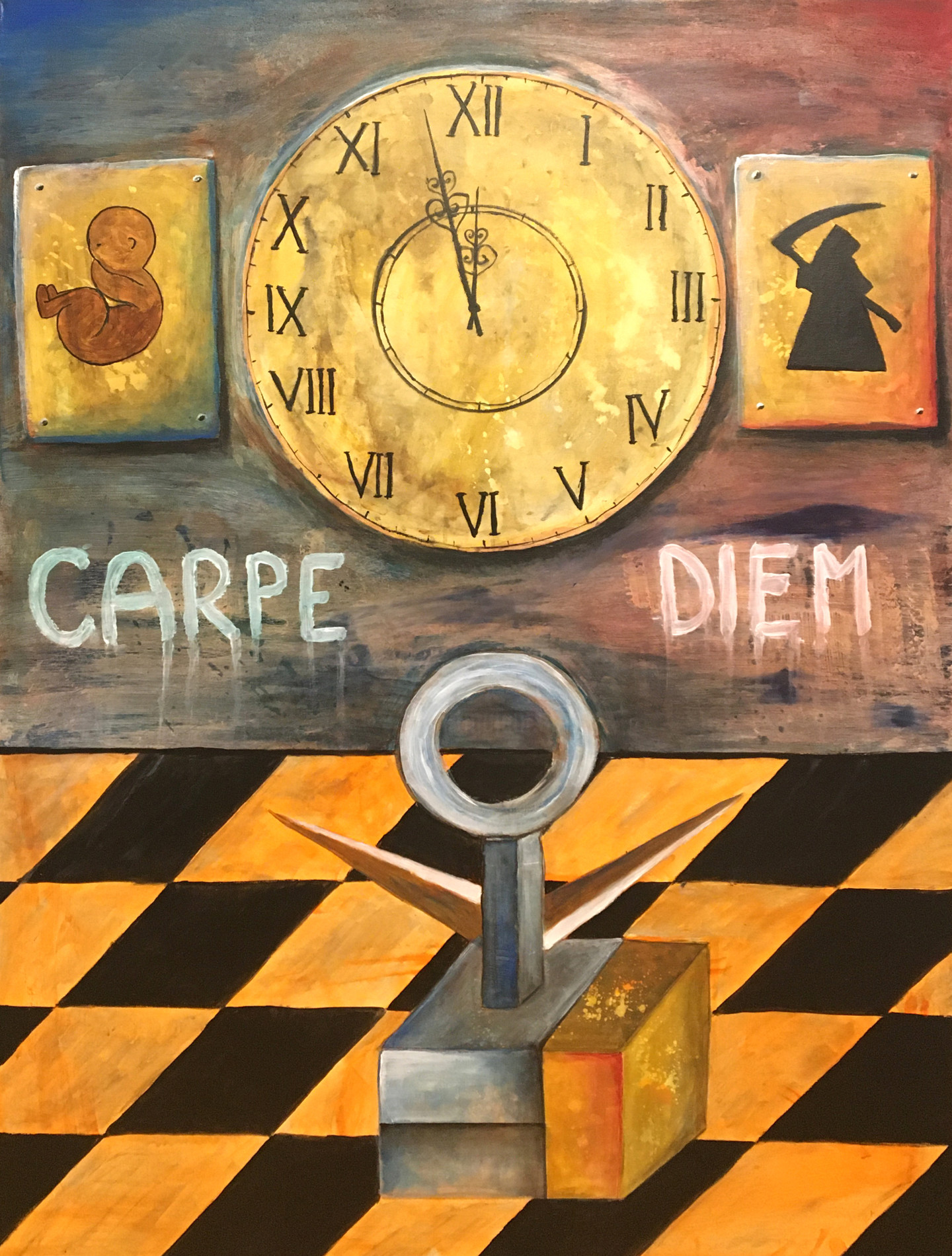 carpe diem 】 ポップアート 現代美術 オリジナル絵画