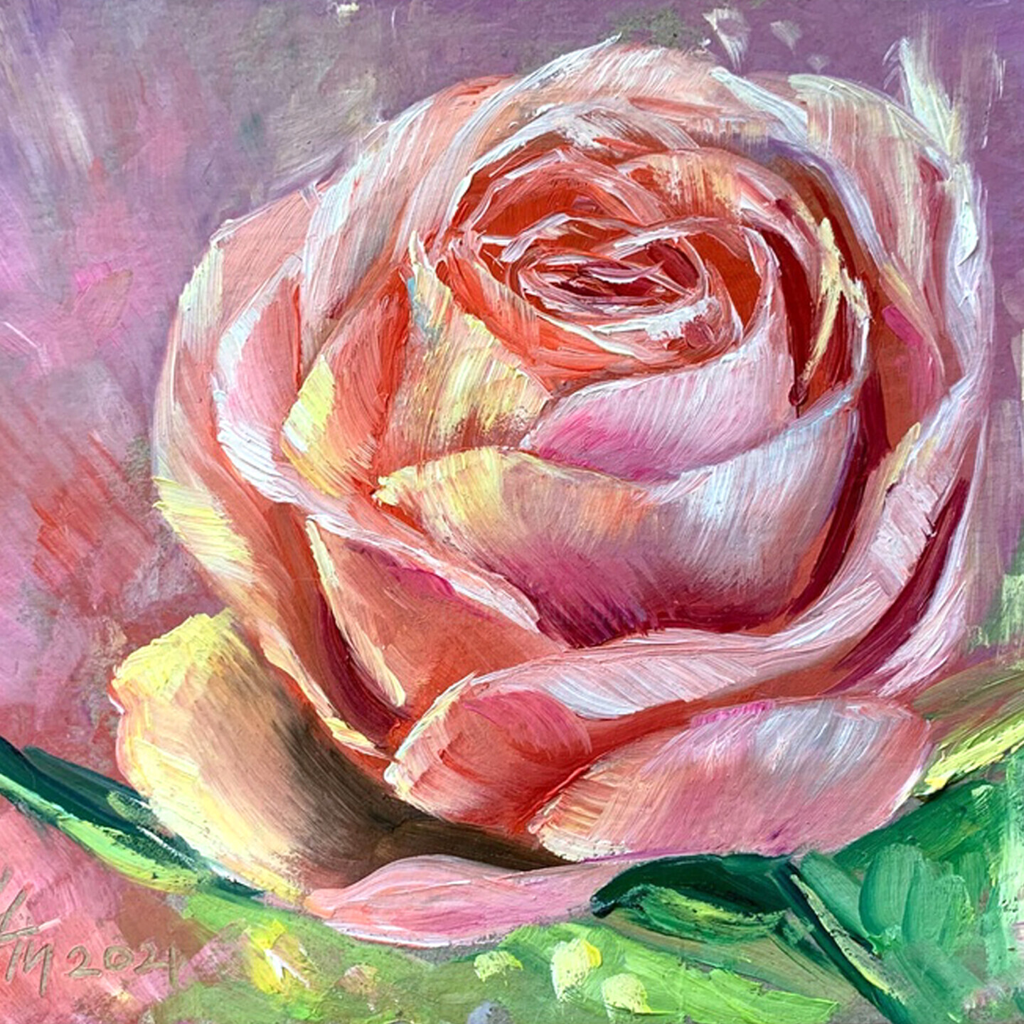 Rose Painting Rose Wall Art Pink Flower , Painting by Tatyana