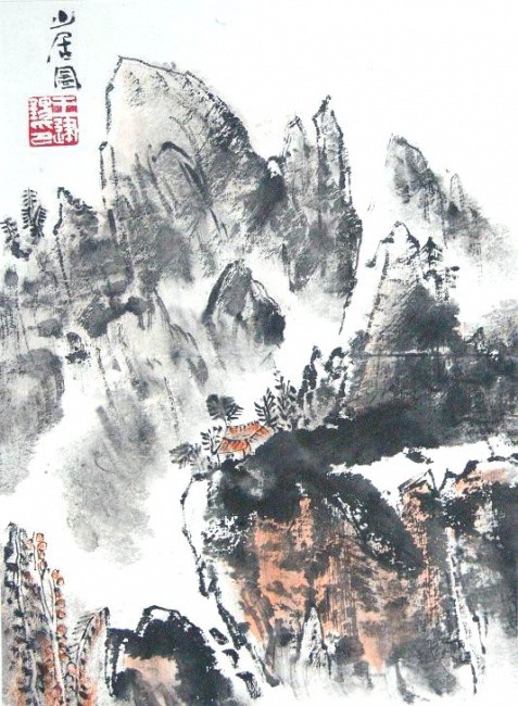 中国の山水画（1枚の絵） 絵画｜水彩画