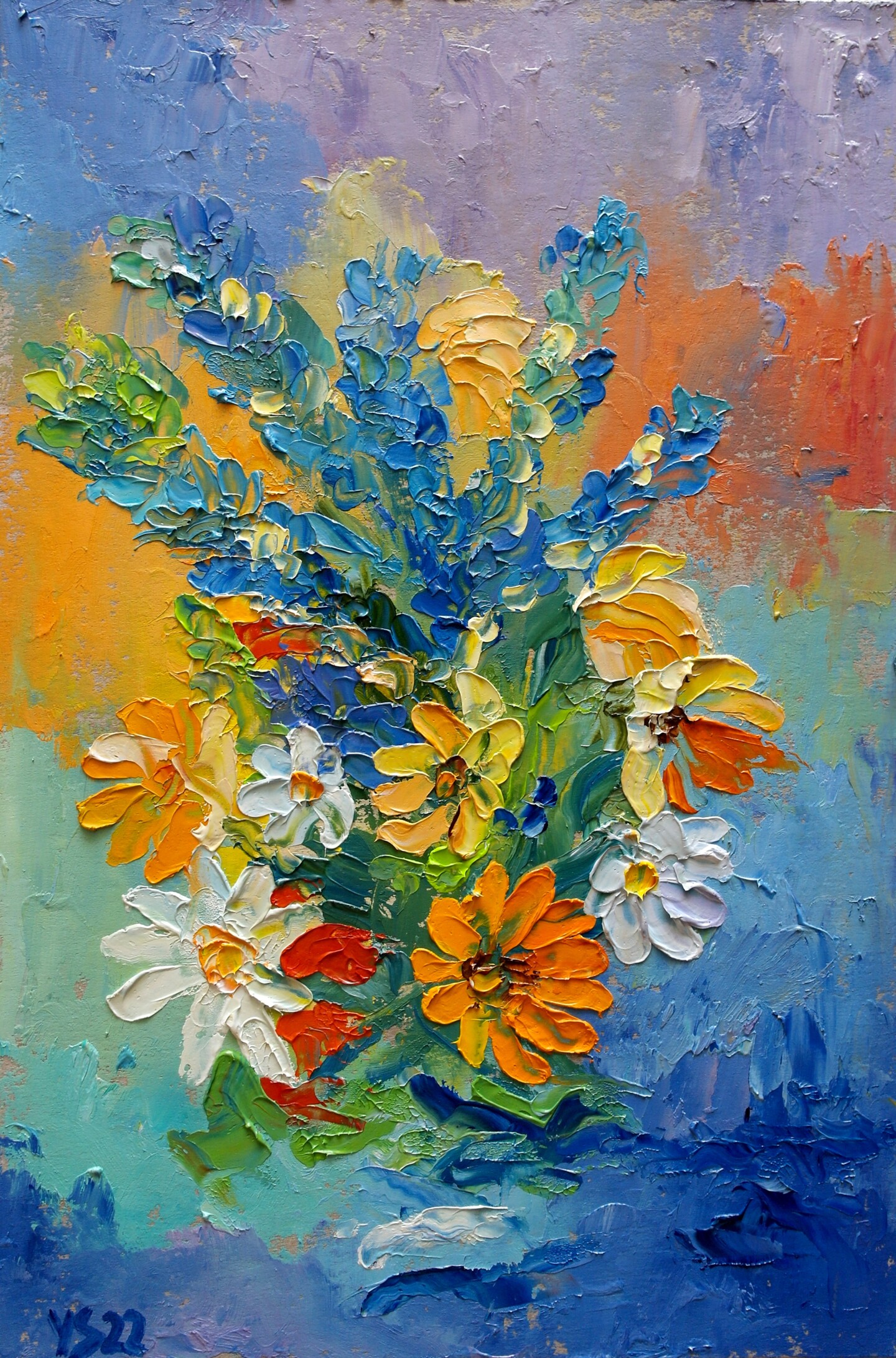 Wild Flowers 2, Original Oil Painting, Painting by Juri Semjonov