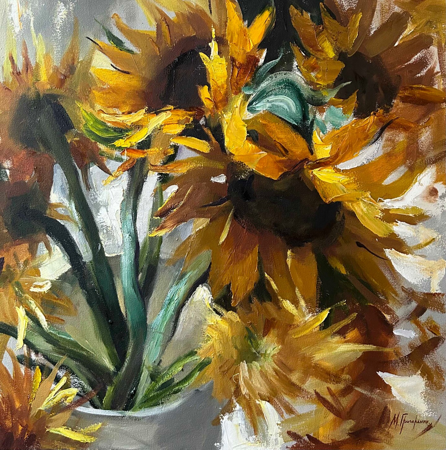 油絵 絵画【sunflower】 絵画 HR 通販 15980173｜Creema(クリーマ)