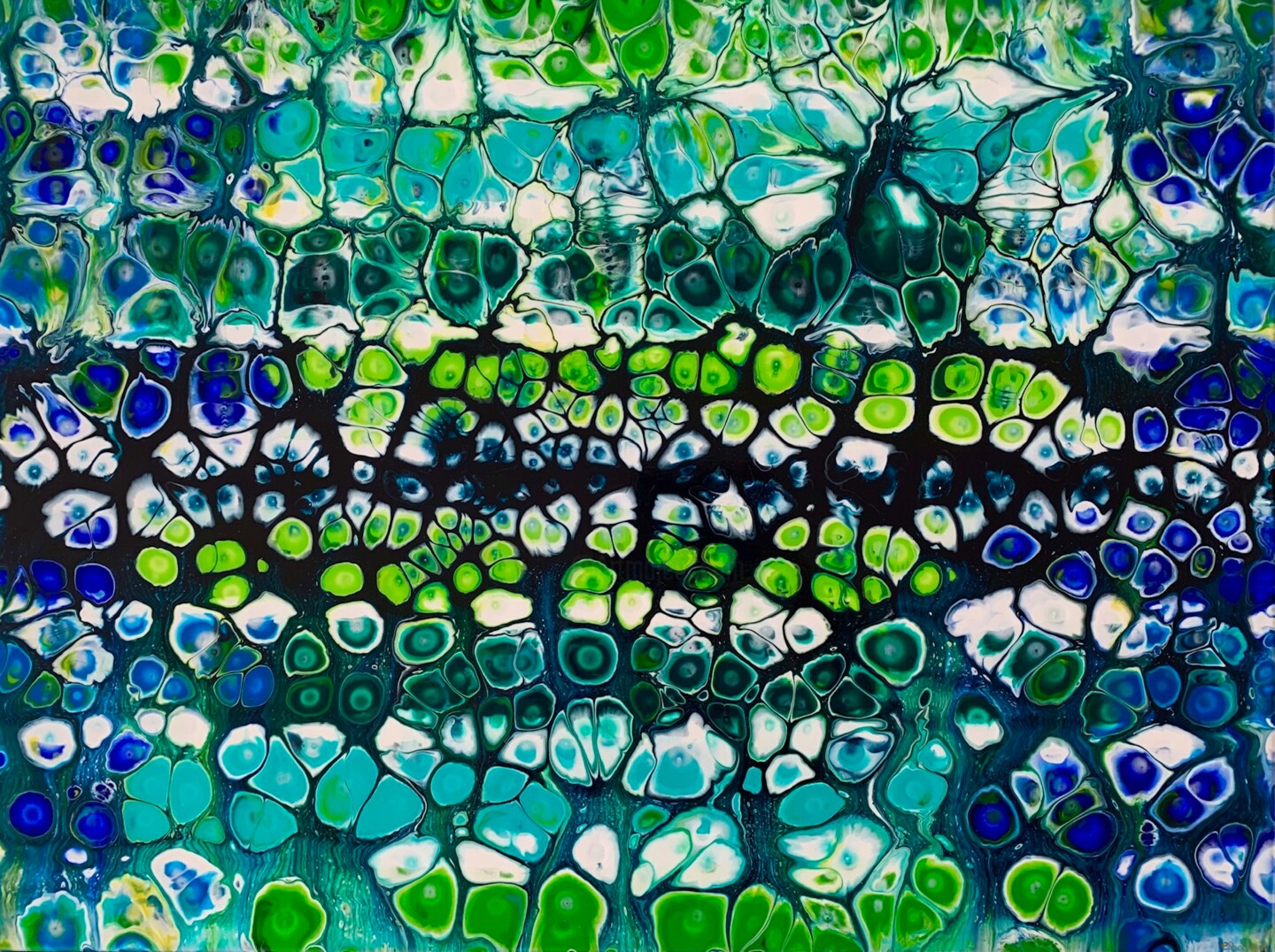 Painting titled "Libellule" by Ghislaine Chapuis, Original Artwork, Acrylic Mounted on Wood Stretcher frame