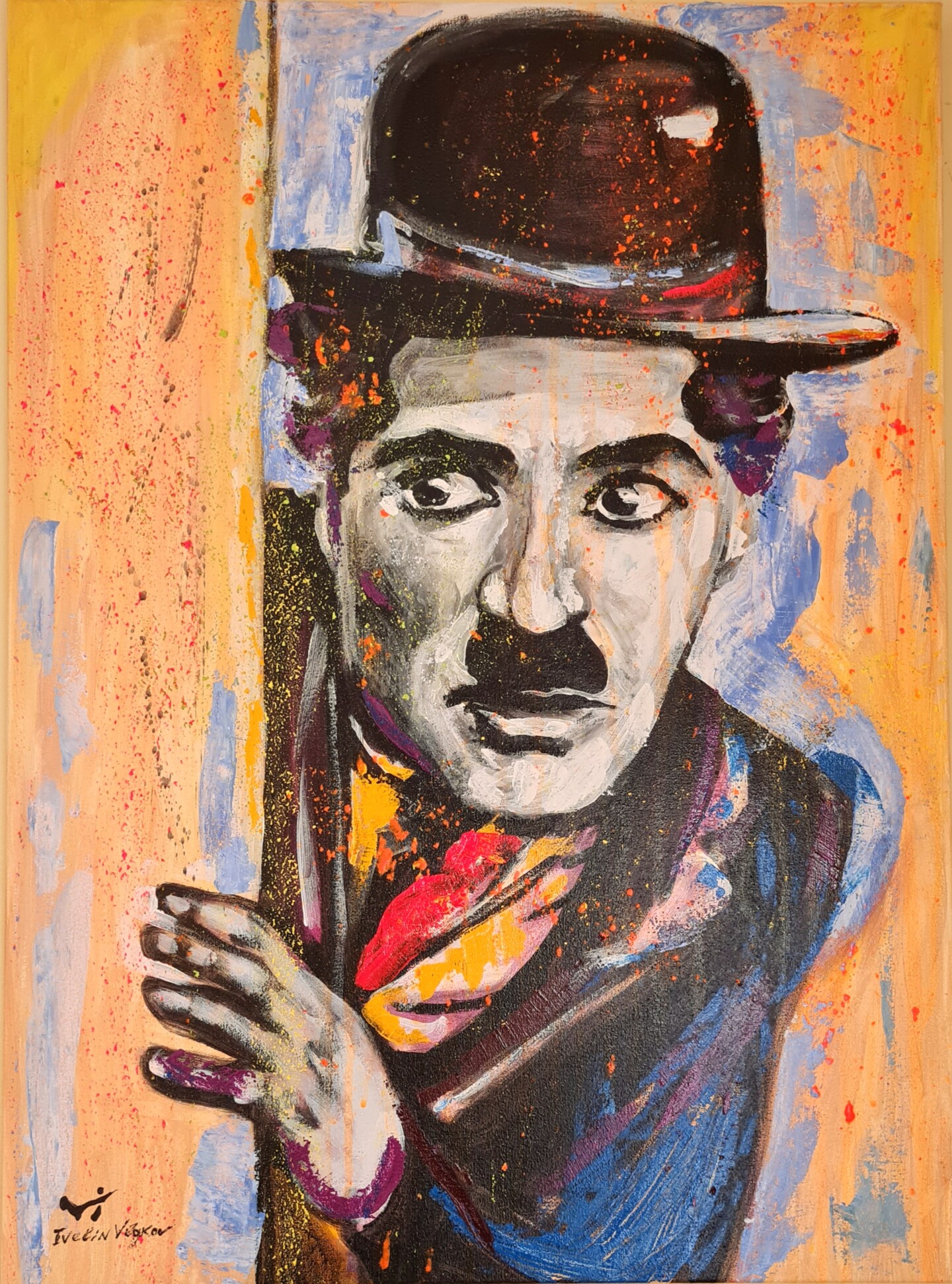 Charlie Chaplin, Painting by Ivelin Vlaykov | ArtMajeur
