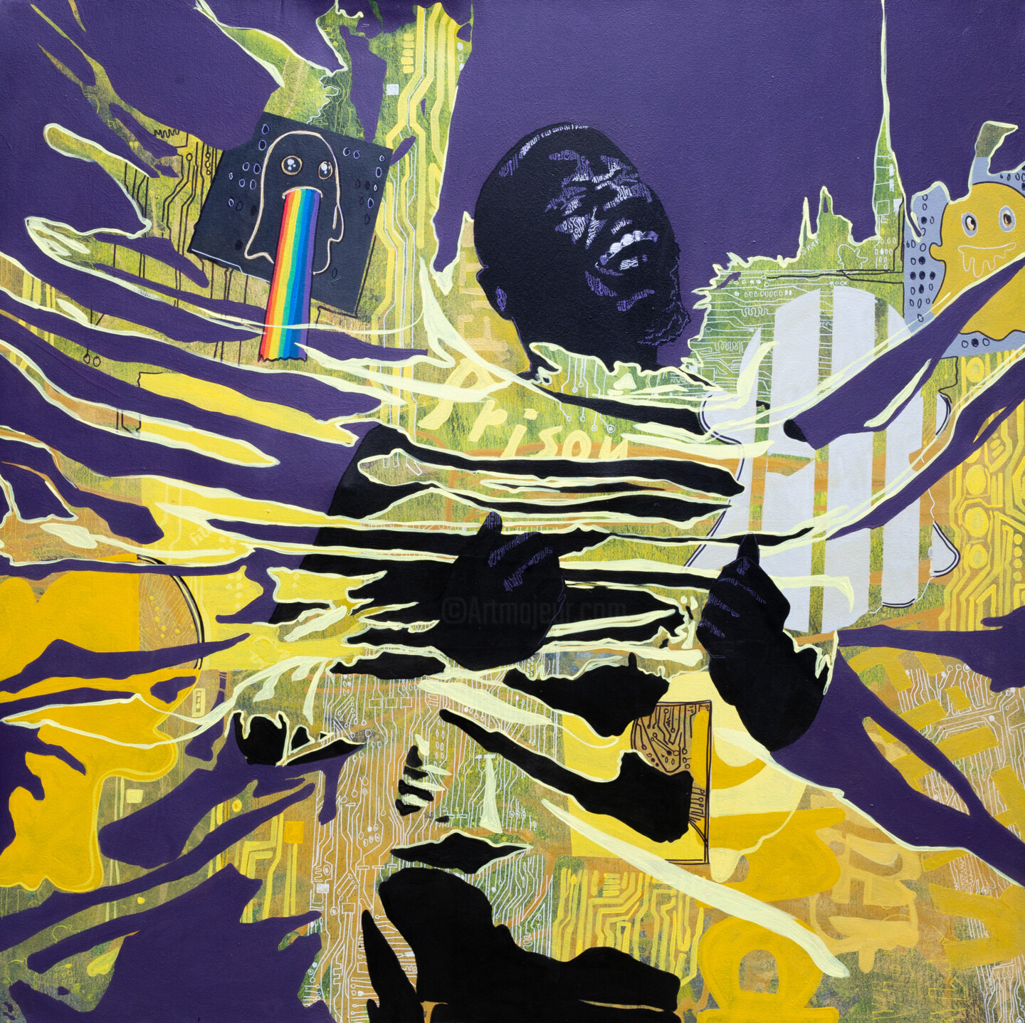 Painting titled "Mainmise" by D_nond7, Original Artwork, Acrylic Mounted on Wood Stretcher frame
