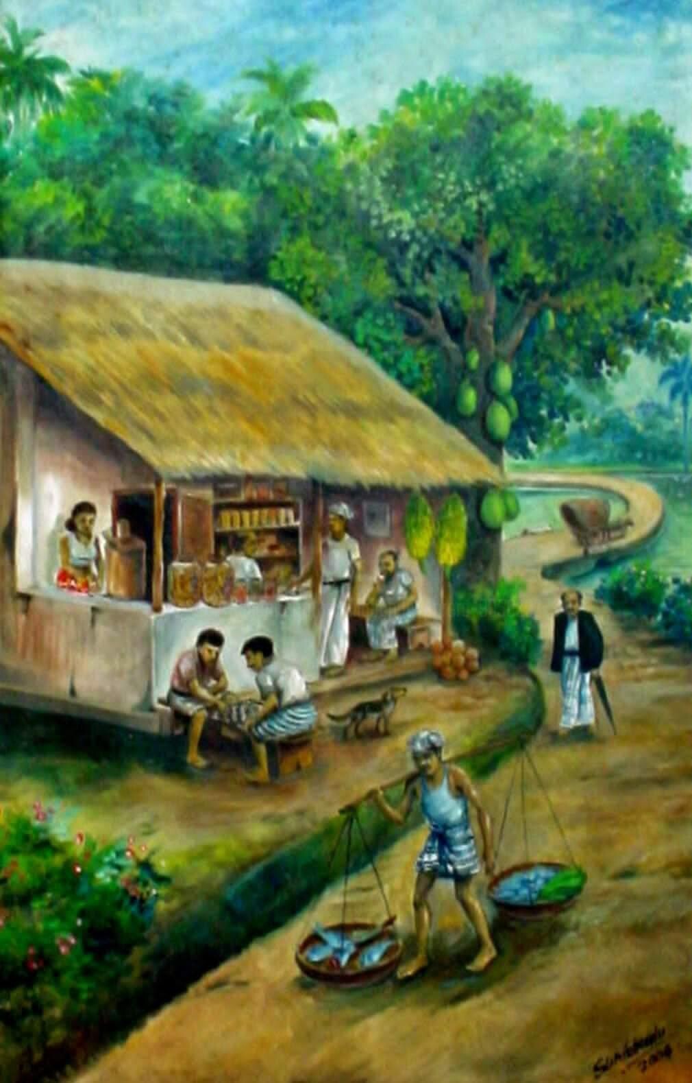 Life In The Village, Malerei von Sunilabandu Perera | ArtMajeur, حجم الصورة 1010x1579