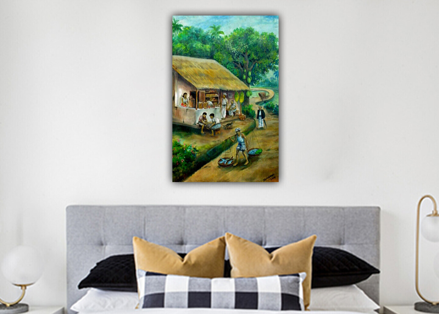 Life In The Village, Malerei von Sunilabandu Perera | ArtMajeur, حجم الصورة 1440x1028