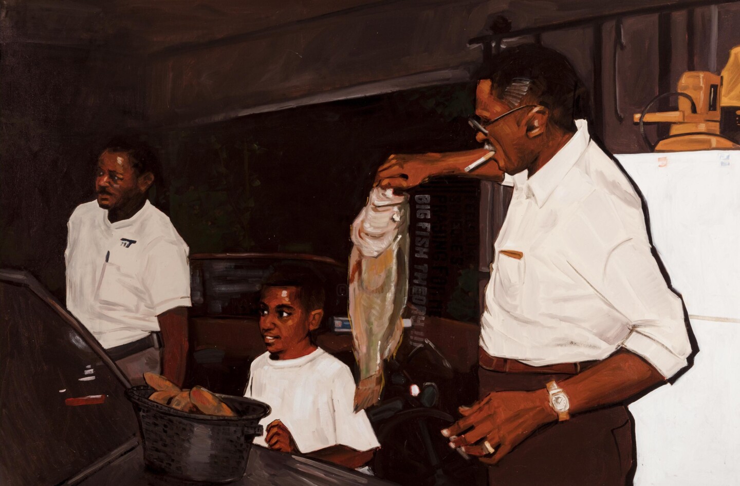 Painting titled "Big Fish Theory" by Riley Holloway, Original Artwork, Oil