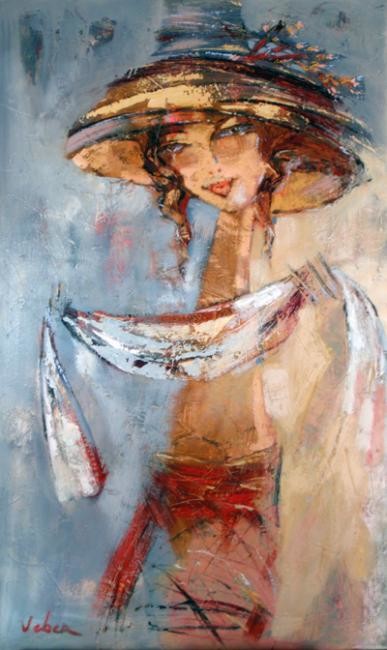Oksana Veber - Portrait of lady in the brown hat