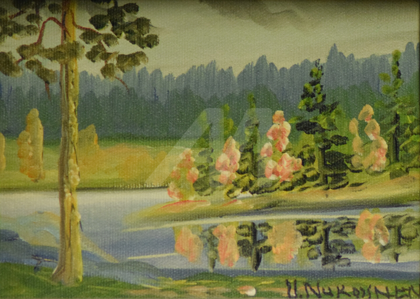 フィンランドの水彩画 Landscape From Finland Vn177, Malarstwo autorstwa Vaito Nurminen