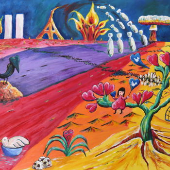 Peinture intitulée "Life is here messag…" par Wabyanko, Œuvre d'art originale, Acrylique