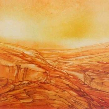 Painting titled "ORANGE VALLEY" by Suddha Sama, Original Artwork, Oil