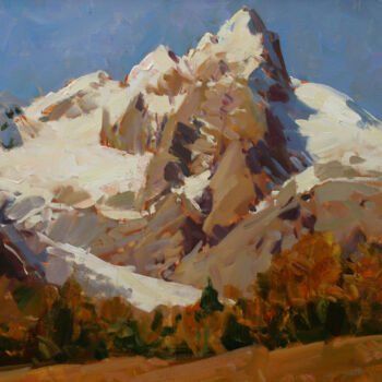 Painting titled "Гора Алибек. Пик Ра…" by Alexander Babich, Original Artwork, Oil