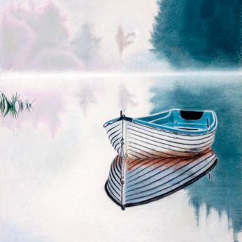 绘画 标题为“Barque(s) à l'aube” 由Fred Mahieu, 原创艺术品, 粉彩