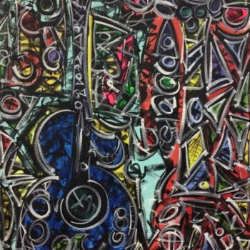 绘画 标题为“Guitarra e Cocos” 由Gabriel Marques, 原创艺术品, 丙烯