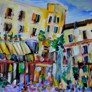 Peinture intitulée "Piazza mattina" par Muriel Cayet, Œuvre d'art originale, Acrylique