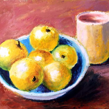 제목이 "Yellow Apples"인 그림 Lena Ru로, 원작, 파스텔