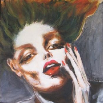 Painting titled "red on white 99pfp" by Richard Herr, Original Artwork, Acrylic