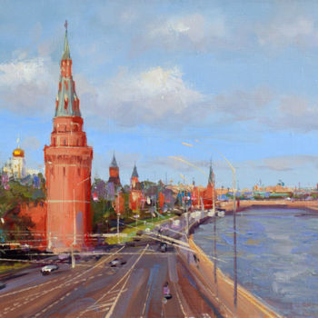 Malerei mit dem Titel "Sunny day at the Vo…" von Shalaev Alexey, Original-Kunstwerk, Öl