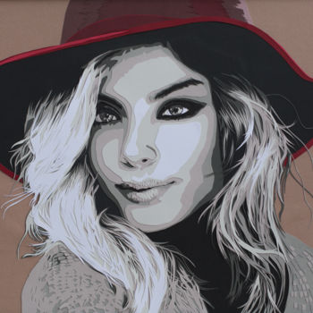 Collages titled "Chapeau Rouge" by Carole B, Original Artwork, Paper cutting