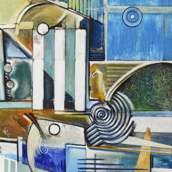Peinture intitulée "thesee-vs-minotaure" par Pascal Buffard, Œuvre d'art originale