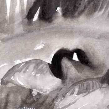 Painting titled "Candian Geese at Ke…" by Janel Bragg, Original Artwork, Ink
