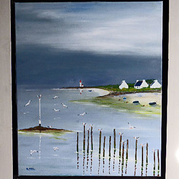 Peinture intitulée "Au rendez des goëla…" par Bernard Mahe, Œuvre d'art originale, Huile