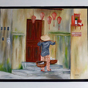 Peinture intitulée "Tonkinoise" par Bernard Mahe, Œuvre d'art originale, Huile