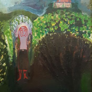 Картина под названием "LE JARDIN DU BORD D…" - Mchartrie, Подлинное произведение искусства, Масло Установлен на Деревянная р…