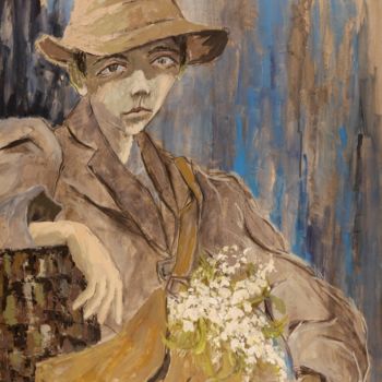 Peinture intitulée "Vendeur de muguet.j…" par Dominique Bertrand, Œuvre d'art originale, Huile