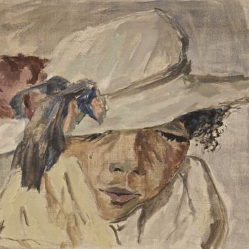 Peinture intitulée "La postière.jpg" par Dominique Bertrand, Œuvre d'art originale, Huile
