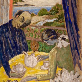 Peinture intitulée "Lheure du thé au ba…" par Dominique Bertrand, Œuvre d'art originale, Huile