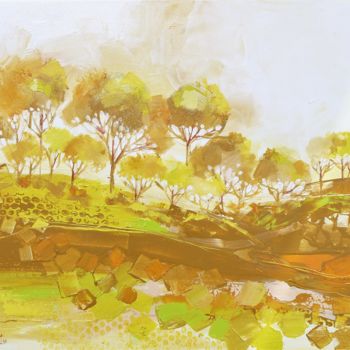 제목이 "Golden Landscape"인 미술작품 Irina Rumyantseva로, 원작, 아크릴