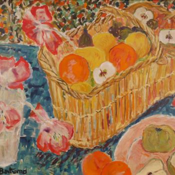 Peinture intitulée "Panier aux oranges…" par Dominique Bertrand, Œuvre d'art originale, Huile