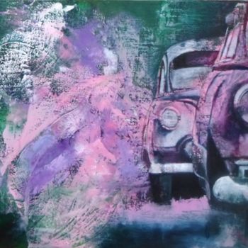 Peinture intitulée "Route 66" par Marie Andrée Hembert, Œuvre d'art originale, Huile Monté sur Châssis en bois