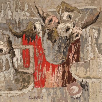 Peinture intitulée "les trois vases" par Dominique Bertrand, Œuvre d'art originale, Huile