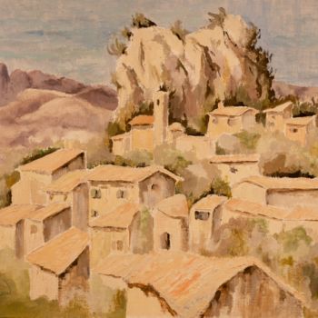 Peinture intitulée "La Roque Alric au m…" par Dominique Bertrand, Œuvre d'art originale, Huile