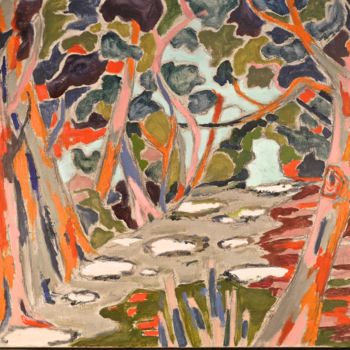 Peinture intitulée "Les Pins (en largeu…" par Dominique Bertrand, Œuvre d'art originale, Huile