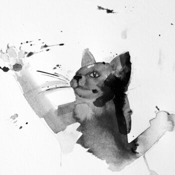 Dessin intitulée "alliet-chat-007.jpg" par Alliet-Delacroix, Œuvre d'art originale, Encre