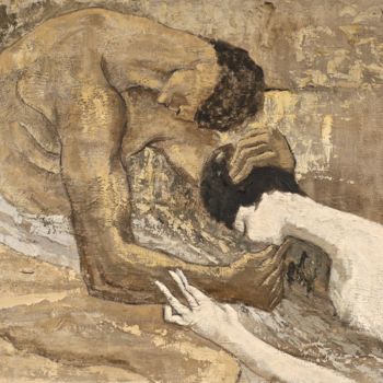 Peinture intitulée "Couple" par Dominique Bertrand, Œuvre d'art originale, Huile
