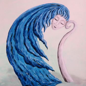 Peinture intitulée "Pensive" par Wabyanko, Œuvre d'art originale, Acrylique