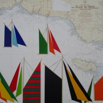 Ζωγραφική με τίτλο "Voiles de Penfret a…" από Nyls  Eliot, Αυθεντικά έργα τέχνης, Ακρυλικό Τοποθετήθηκε στο Ξύλινο φορείο σκ…