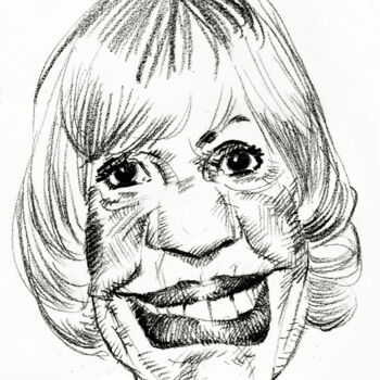 Disegno intitolato "Jeanne Moreau" da Bertrand Daullé, Opera d'arte originale, Matite colorate