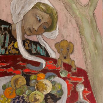 Peinture intitulée "Portrait avec Cathie" par Dominique Bertrand, Œuvre d'art originale, Huile