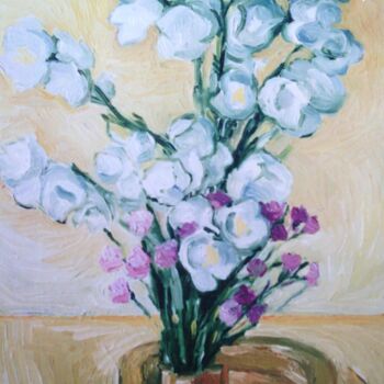 Painting titled "Les fleurs sur "ken…" by Slobodan Spasojevic (Spaki), Original Artwork, Oil