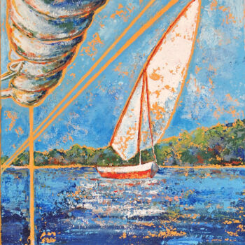 Peinture intitulée "Felouque sur le Nil" par Meryl, Œuvre d'art originale, Acrylique Monté sur Châssis en bois