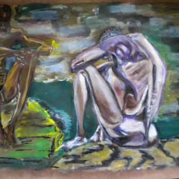 Painting titled "tristement  stoïque" by Herve Yann Dubois, Original Artwork, Gouache
