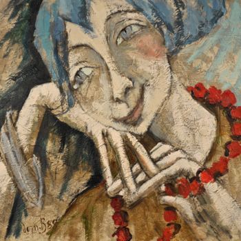 Peinture intitulée "Portrait : le rêve…" par Dominique Bertrand, Œuvre d'art originale, Huile