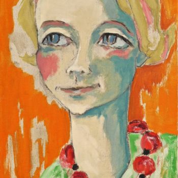 Peinture intitulée "marie-Claire sur fo…" par Dominique Bertrand, Œuvre d'art originale, Huile